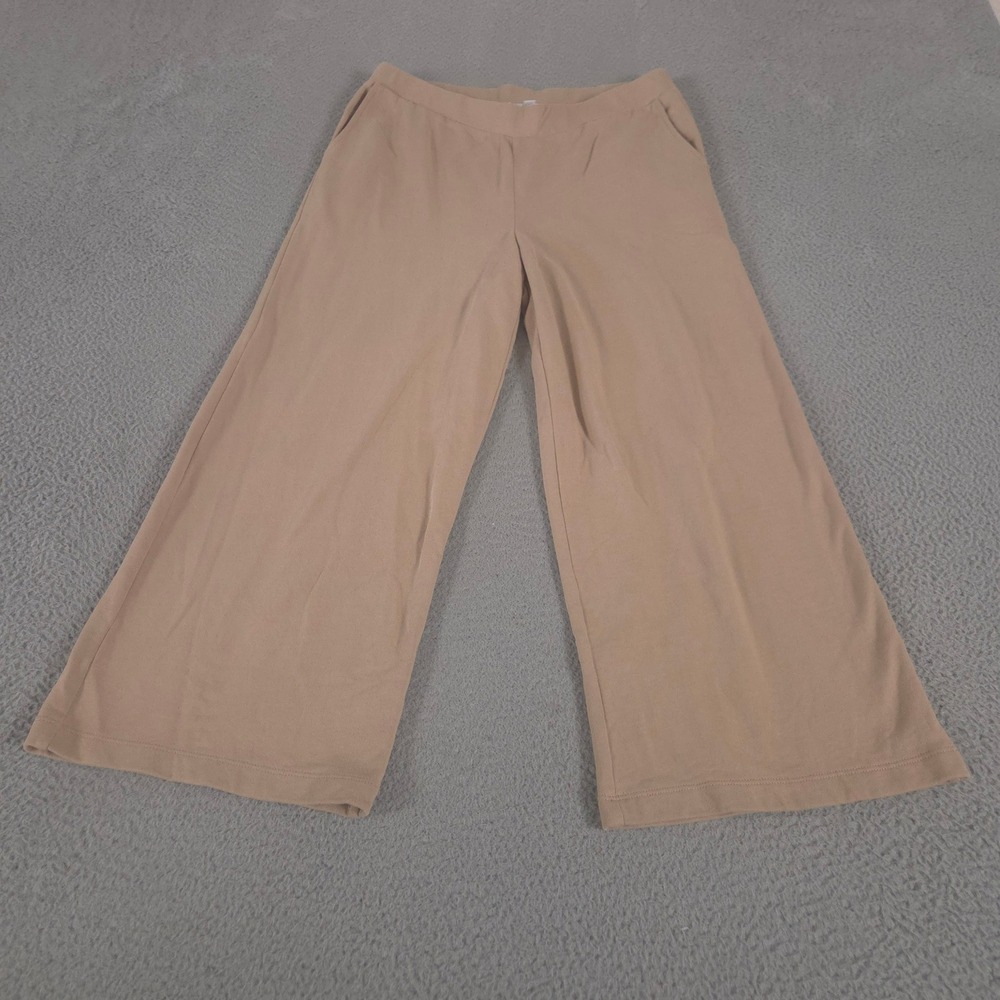 J. Jill Pants Womens Medium Tan Wide Leg Organic Cotton Crop Pockets Loose Baggy